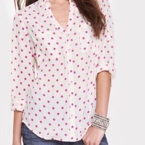 Express brand Portofino button down - pink dot - size XS
